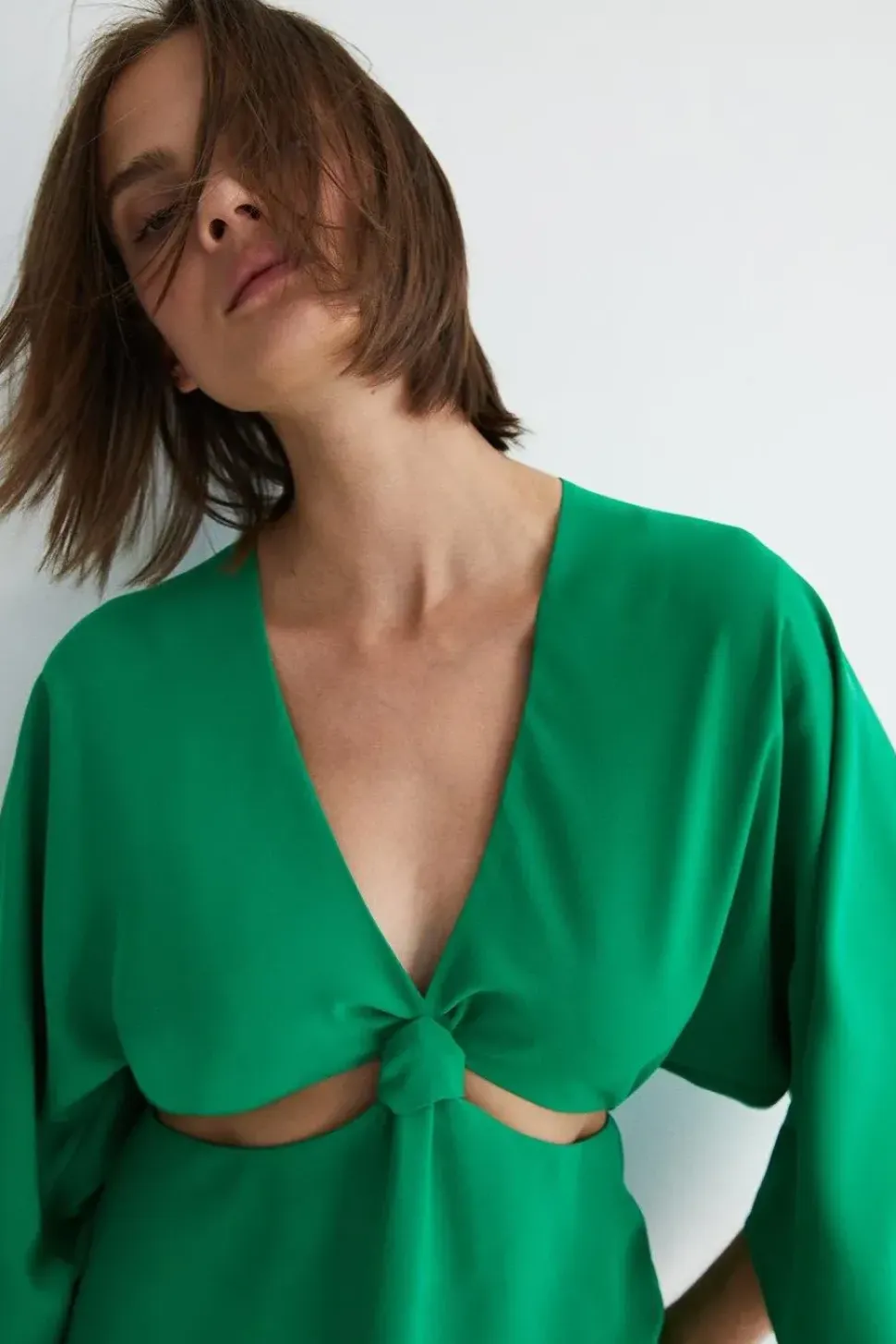 Crepe Knot Cut Out Midi Dress