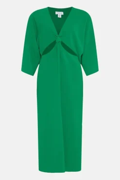 Crepe Knot Cut Out Midi Dress