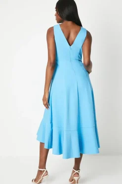 Crepe Ruffle Dress With Low Back