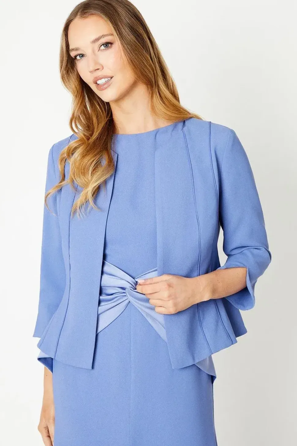 Crepe Tailored Jacket With Piped Seams