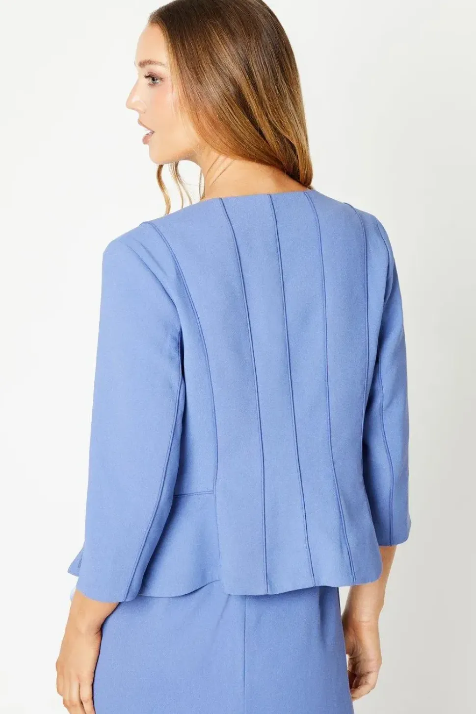 Crepe Tailored Jacket With Piped Seams