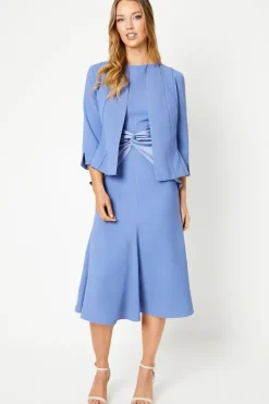 Crepe Tailored Jacket With Piped Seams