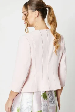 Crepe Tailored Jacket With Piped Seams