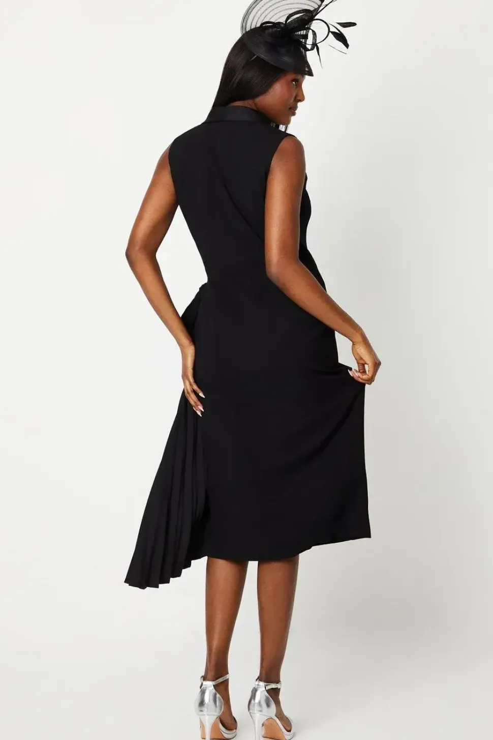 Crepe Wrap Dress With Pleat Tie Detail