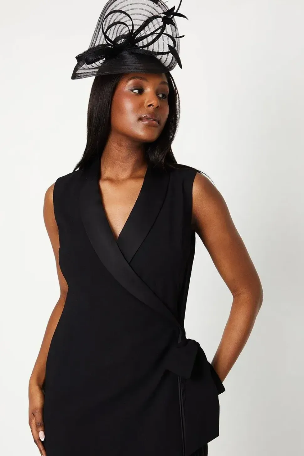 Crepe Wrap Dress With Pleat Tie Detail