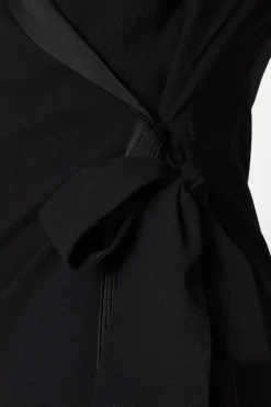 Crepe Wrap Dress With Pleat Tie Detail