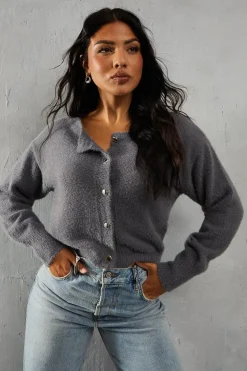 Crew Neck Long Sleeve Cardigan