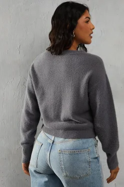 Crew Neck Long Sleeve Cardigan