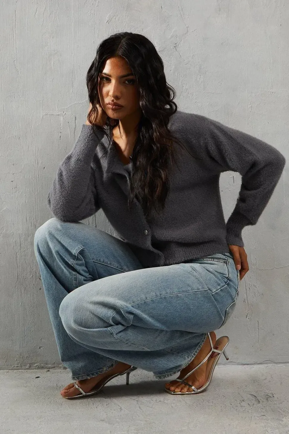 Crew Neck Long Sleeve Cardigan