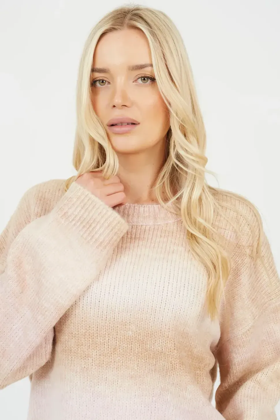 Crew Neck Space Dye Knitted Jumper