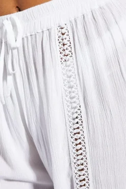 Crinkle Broderie Wide Leg Trousers