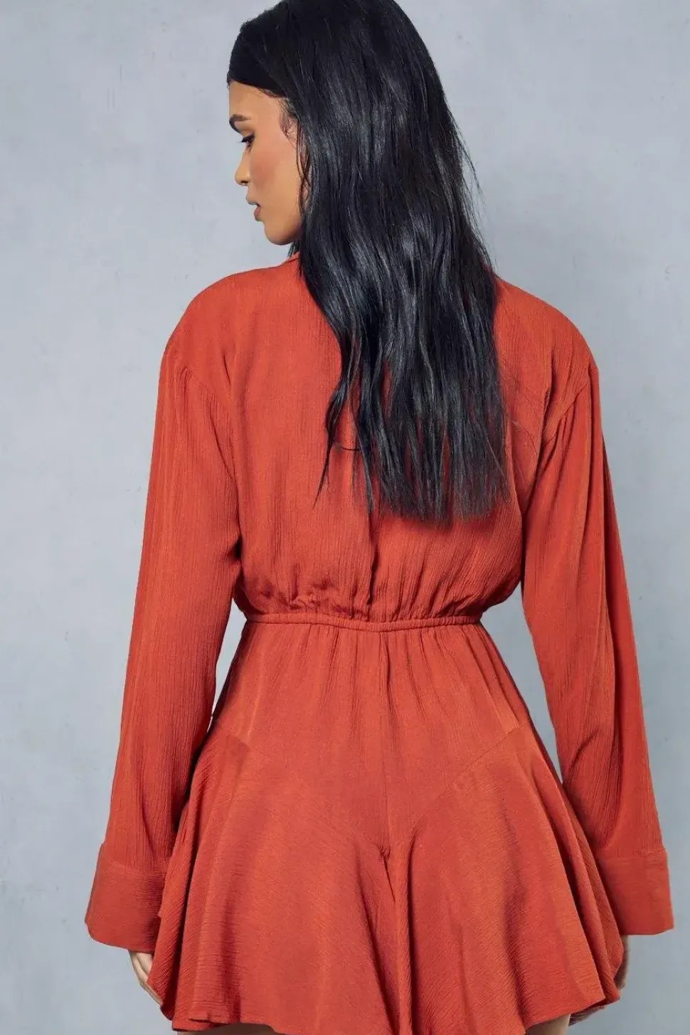 Crinkle Flippy Short Shirt Style Playsuit