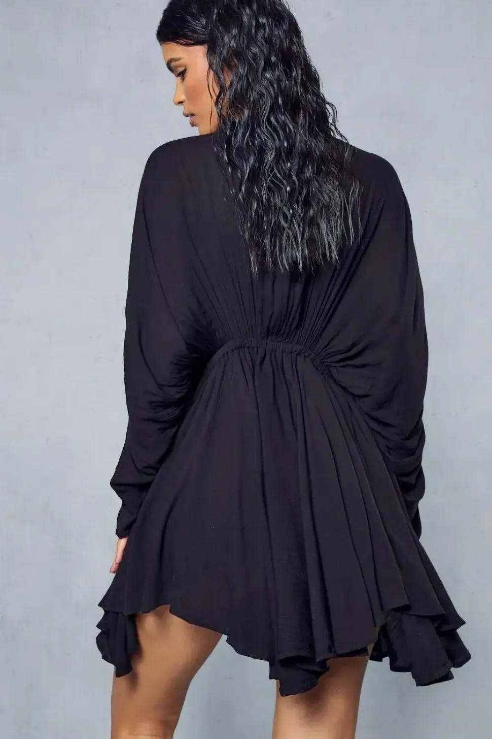 Crinkle Sheer Plunge Front Volume Playsuit