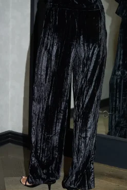 Crinkle Velvet Wide Leg Trousers