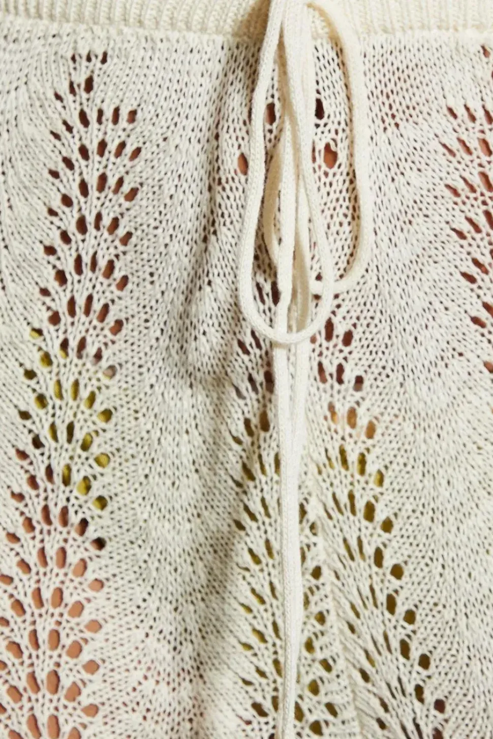 Crochet Knit Straight Leg Scalloped Hem Trouser