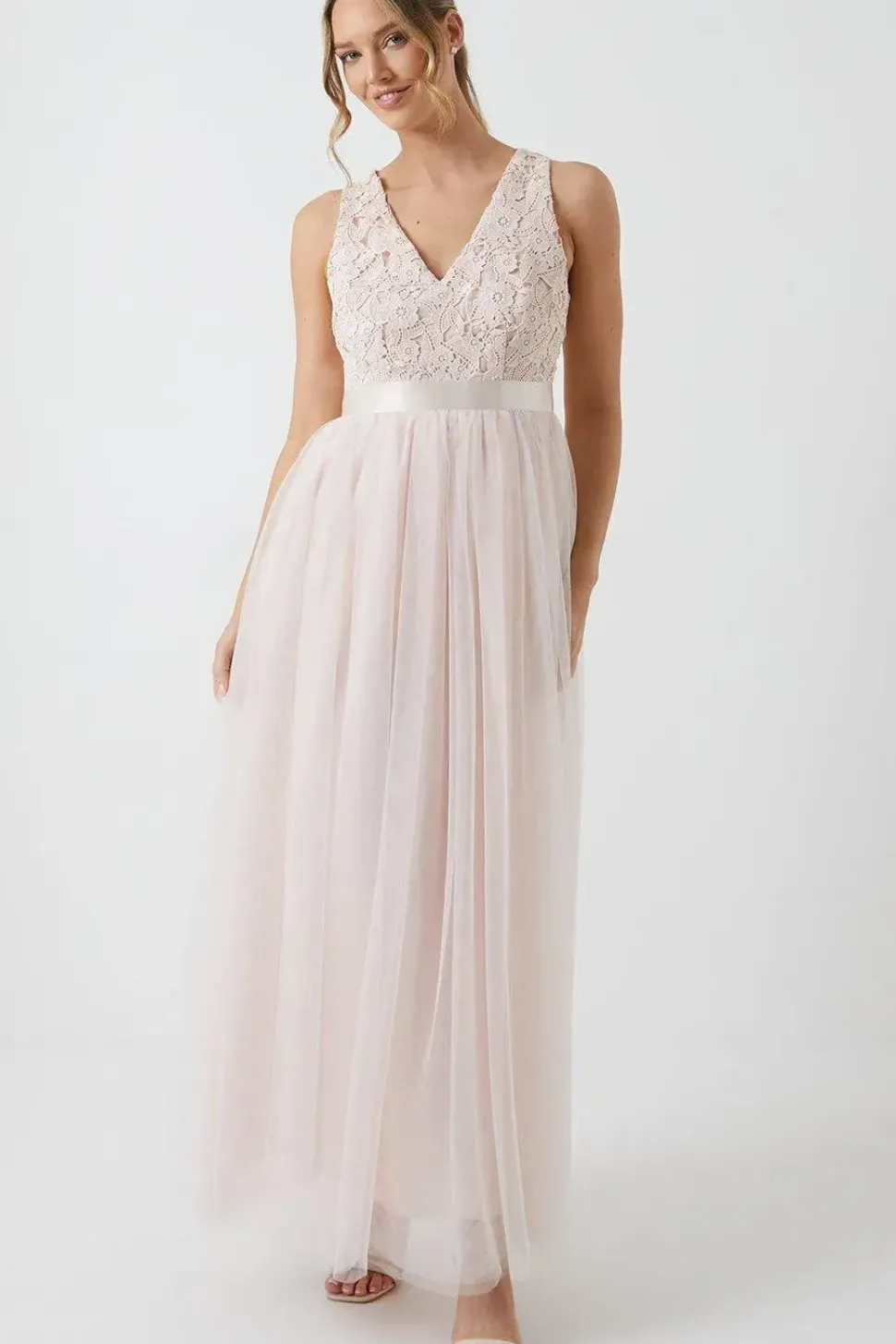 Crochet Lace Two In One Bridesmaid Maxi Dress