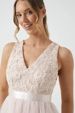 Crochet Lace Two In One Bridesmaid Maxi Dress