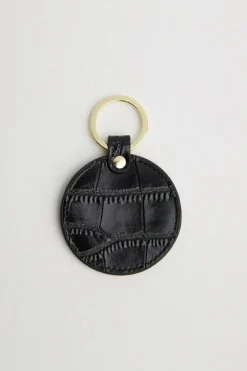 Croc Leather Round Keyring