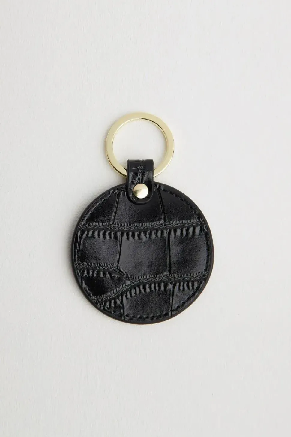 Croc Leather Round Keyring