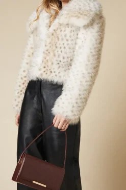 Croc Print Structured Shoulder Bag