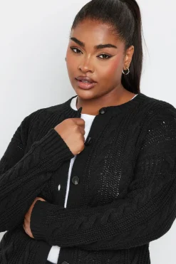 Cropped Cable Knit Cardigan