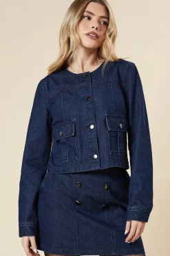 Cropped Collarless Jacket