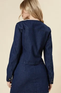 Cropped Collarless Jacket
