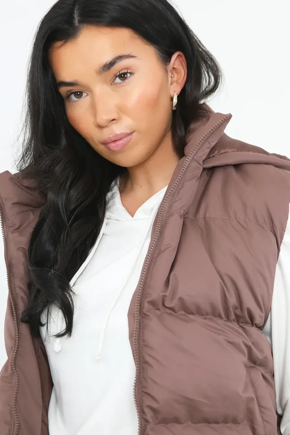 Cropped Hooded Padded Gilet