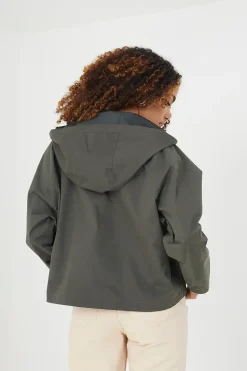 Cropped Raglan Sleeve Jacket With Hood