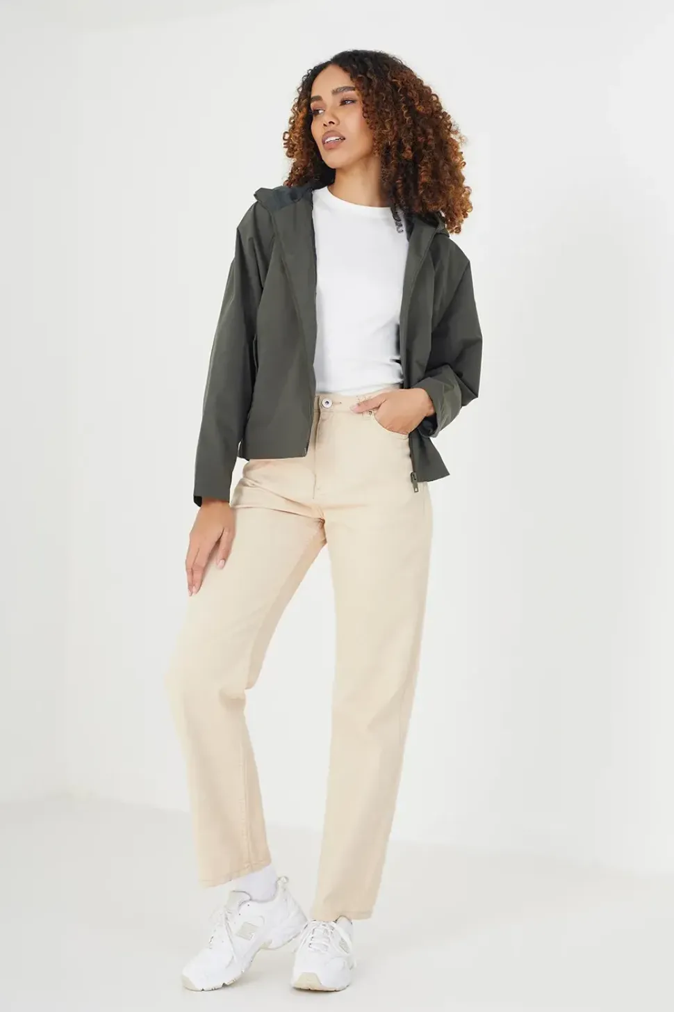 Cropped Raglan Sleeve Jacket With Hood
