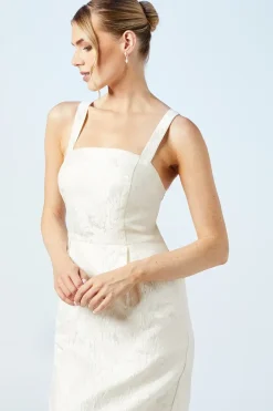 Cross Back Column Jacquard Wedding Dress With Bow Detail