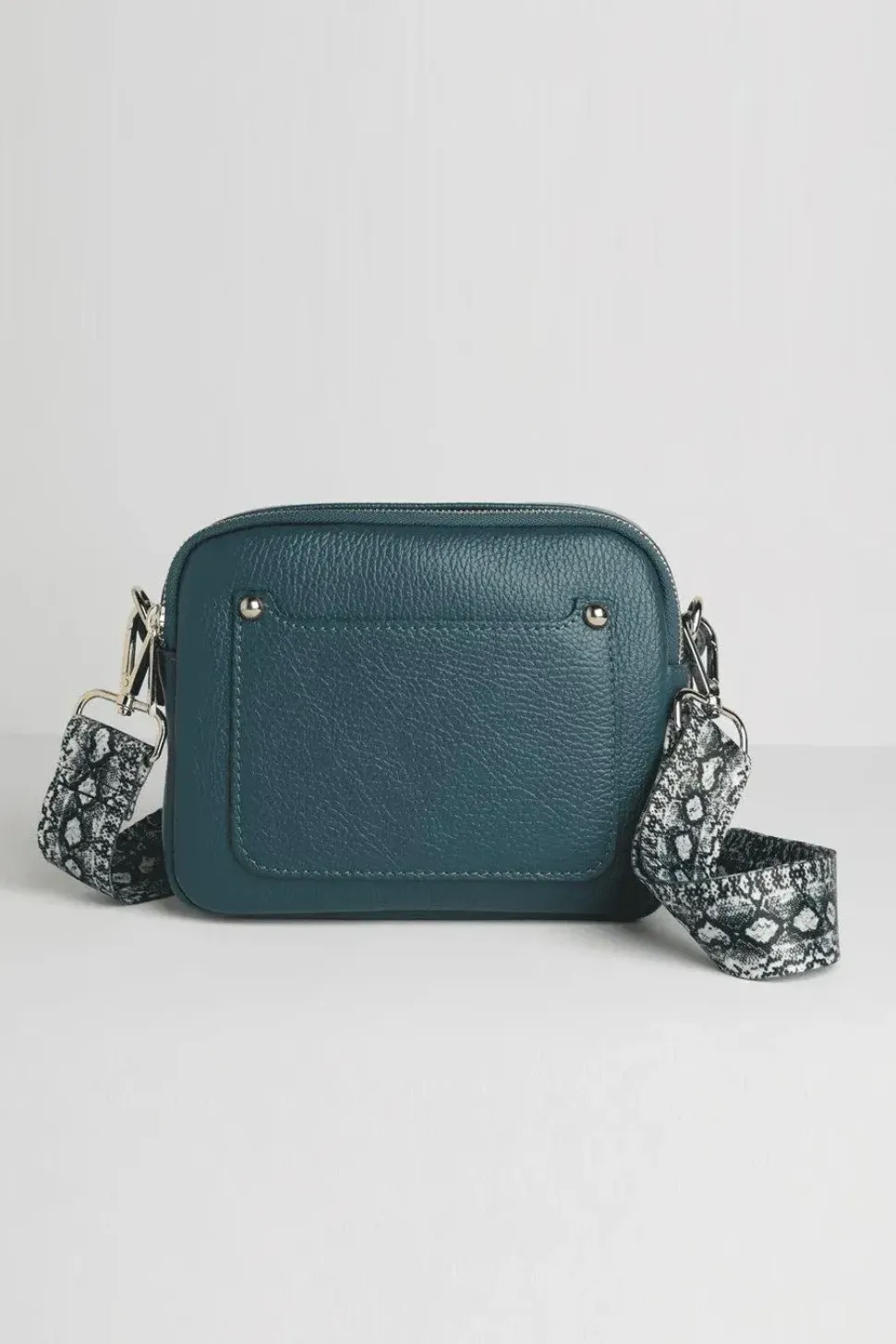 Crossbody Bag With Snake Print Strap