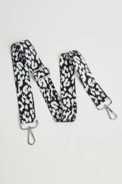 Crossbody Strap Black White Leopard Print