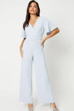 Cross Front Angel Sleeve Jumpsuit
