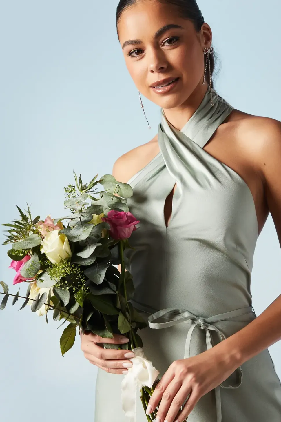 Cross Front Halterneck Bridesmaids Dress