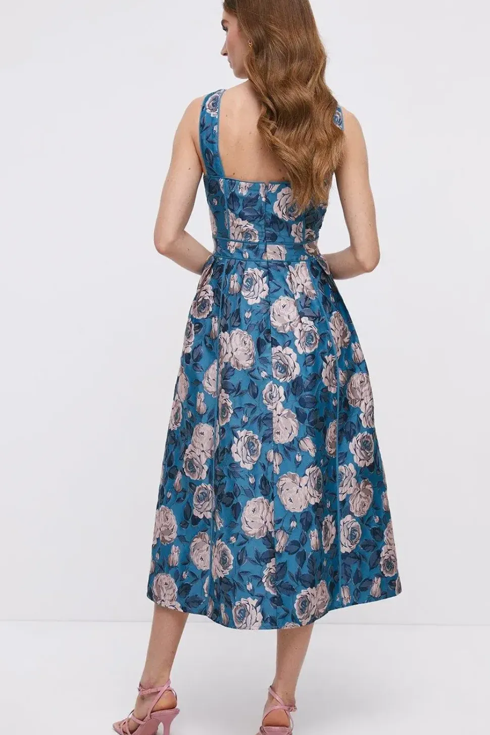 Cross Front Jacquard Midi Dress