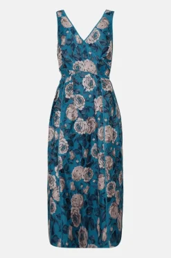 Cross Front Jacquard Midi Dress