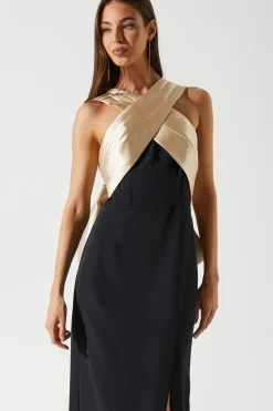 Cross Over Front Bow Back Maxi Dress