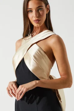 Cross Over Front Bow Back Maxi Dress