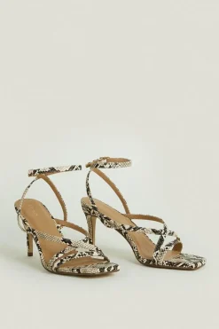 Cross Strap Mid Stiletto Heeled Sandals