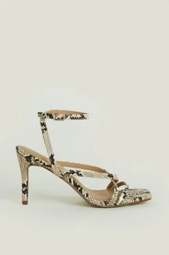Cross Strap Mid Stiletto Heeled Sandals