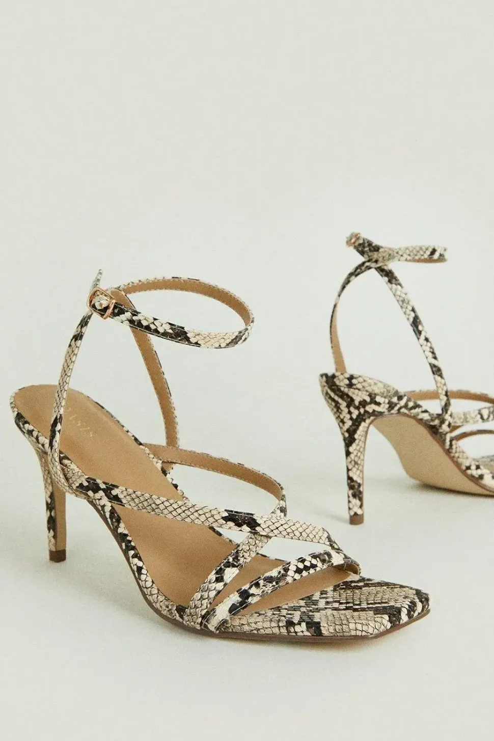 Cross Strap Mid Stiletto Heeled Sandals
