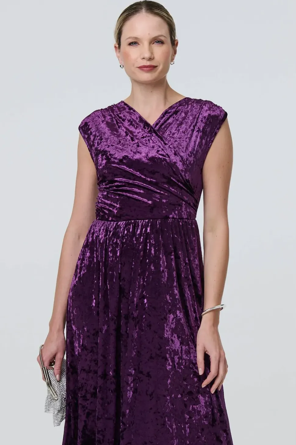 Crushed Velvet Fit & Flare Midi Dress