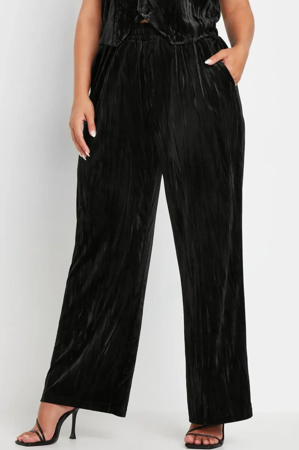 Crushed Velvet Wide Leg Trousers