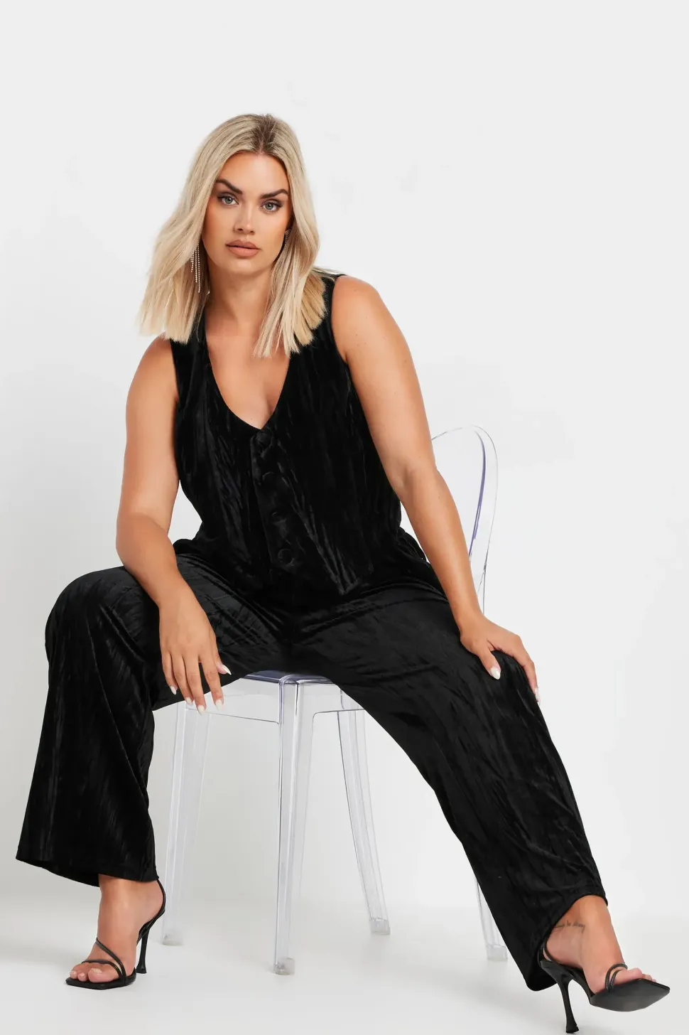 Crushed Velvet Wide Leg Trousers