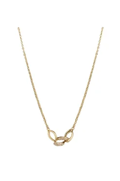 12Ct Gold Plated Sterling Silver With Cubic Zirconia Tripe Link Necklace