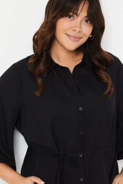 Curve Black Midi Shirt Dress