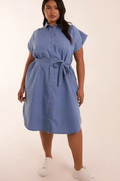 Curve Button Front Shirt Dress
