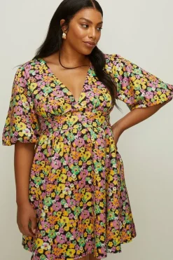 Curve Ditsy Floral Scuba Skater Dress