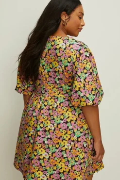 Curve Ditsy Floral Scuba Skater Dress